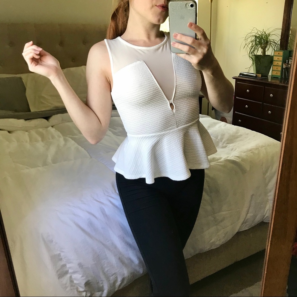 White Peplum Top